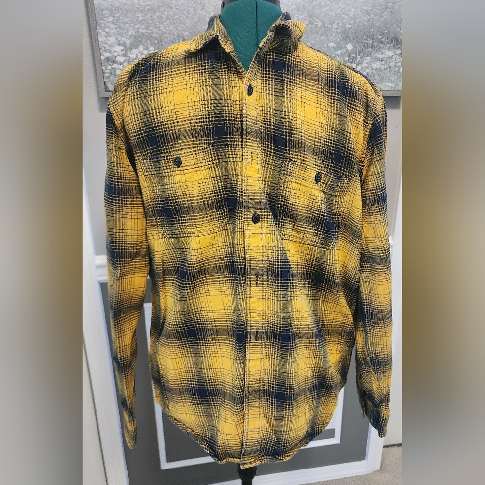 GAP Yellow and Black Plaid Shirt